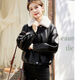 Playboy (PLAYBOY) brand Haining genuine leather jacket for women 2025 spring, autumn and winter new small fur one-piece fur jacket black velvet lining + detachable fur collar L Recommended 110-120 Jin Jin equals 0.5 kg