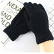 Black double-layered woolen gloves with velvet pure black five-finger thickened warm knitted gloves Black double-layered woolen gloves