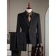 
SAINT ANGELO 2025 autumn suit men groom wedding dress business casual work professional small suit men two buckles - light gray vest three-piece set for tie XL 52