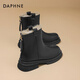 DAPHNE Daphne short boots women's fashion boots warm plus velvet winter fur boots 2025 new versatile ankle boots thin boots thick velvet black 37 standard size