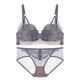 Chunnian bra + panties, wire-free lace bra, feminine small breast push-up bra set 520 for girlfriend MWY Coco - Gray Purple Set L 75/34AB