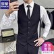 Luo Meng Suit Vest Suit Suit Male Wedding Groomsmen Group Dress Business Casual Large Size Work Clothes Vest Professional Wear LT8801 Black Vest XL (175)