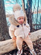 Purchase products Baby autumn and winter girl's hat, cute princess knitted fur ball hat, warm spring and autumn beige fur ball, one size fits all, 3-10 months, Nordic light luxury style
