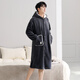 LangSha couple's nightgown, one man and one woman, winter flannel plus velvet warm hooded bathrobe pajamas, mid-length home wear, winter, female F8046 purple + male F9046 carbon gray M female + XL male
