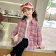Girls' shirt long-sleeved spring and autumn 2025 new style children's tops big children's plaid trendy casual plaid shirt 160 cm