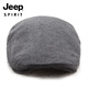 JEEP Autumn and Winter Hat Men's Cotton Peaked Hat Korean Version Light Board Solid Color Painter's Beret Women's Black One Size Adjustable