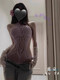 Xing Mei Xian Sexy Pure Desire Fishbone Bra Halter Neck Purple Jumpsuit Handmade Knitted Beautiful Back Sweater Strap Tube Top Women Pink Single Jumpsuit One Size 80-120Jin Jin is equal to about 0.5 kg