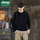 JEEP SPIRIT Sweater Men's Autumn and Winter New American Retro Henry Collar Jacquard Trendy Casual Sweater Men's Black XL