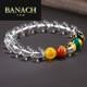 Banach white crystal bracelet for women, five-way wealth god white crystal bracelet for men, white crystal beads 14mm