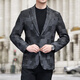 BOSS genuine leather suit jacket for men in autumn and winter high-end yuppie casual suit top men's cowhide single suit plaid M 170