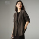 Late White Off-Size Clearance 2026 Spring Lyocell Linen Shoulder Suit Top Temperament Versatile Suit Jacket Women Brown M