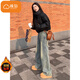 Cotton yellow mud blue slim versatile jeans for women in autumn and winter new casual pants for women loose straight wide legs plus velvet 9269 yellow mud blue plus velvet high quality 41.5 M 93-104Jin Jin equals 0.5 kg