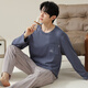 Langsha Pajamas Мужчины на 100% чистое хлопковое с длинным рукавом мужская домашняя одежда осень и зима удобная хлопковая пижама пижамы и брюки.