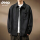 JEEP SPIRIT Jeep Japanese bamboo pattern shirt jacket men's autumn loose new retro top workwear long-sleeved shirt black XL