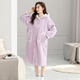 LangSha couple's nightgown, one man and one woman, winter flannel plus velvet warm hooded bathrobe pajamas, mid-length home wear, winter, female F8046 purple + male F9046 carbon gray M female + XL male