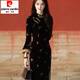 Pierre Cardin (Pierre Cardin) Retro New Chinese Style National Style Black Cheongsam Bronzing Velvet Slim Dress 2025 Autumn and Winter High-end Black M