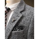 RESHILY gray wool suit for men, autumn and winter thickened slim business dress, high-end woolen professional formal wear, wool floral gray 2-piece set, jacket + trousers L (50) /175A, default size 32 pants
