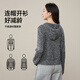 ESE-Y Yiyang hooded knitted cardigan for women 2025 winter new loose slimming double zipper soft waxy thickened sweater jacket floral gray M