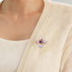 Qlady purple flower suit sweater corsage brooch high-end light luxury women's 2025 new pin accessories to fix clothes