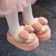 Winter children's cotton slippers for girls and princesses, non-slip EVA warm plus fluffy bow, small and medium-sized children's cotton slippers, upgraded version of environmentally friendly material pink (heel included) 12 28/29 size (inner length 17CM, no rear elastic band