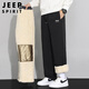 JEEP SPIRIT Jeep pants men's sherpa casual pants men's autumn and winter straight plus velvet thickened warm cotton pants