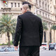 Woodpecker Large Size Suit Men's Suit Plus Fat Plus Fat Business Formal Suit Jacket Wedding Dress Professional Wear Autumn Two Button Large Size Gentleman Black Single Top Free Tie 2XL /180 Recommended 140-155 Jin Jin equals 0.5 kg