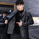 MGOLCPS men's leather jacket autumn and winter velvet thick Korean version trendy handsome suit leather jacket leather jacket motorcycle suit men's black ZW8937 non-velvet M