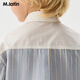 M.Latin Maratin children's clothing children's shirt 26 spring new style boys peek-a-boo literary college style color strip stitching