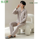 Anzhiban pure cotton couple's pajamas autumn and winter long-sleeved solid color simple cardigan home wear spring and autumn men's and women's cotton pajamas female 64461# light purple M