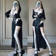 Nun cos clothing tight style Halloween sexy transformation female costume nun cross-dressing COSPLAY costume wig nun (dress + jumpsuit + headscarf + safety pants + cross necklace + white S