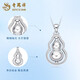Lao Fengxiang PT950 platinum Fulu pendant necklace for women, platinum versatile lock, Valentine's Day birthday gift for girlfriend and wife, platinum Fulu pendant, about 6.9g, free sterling silver chain + brand gift box
