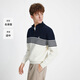 Navikel Italian dinghy 25 autumn and winter new men's half open collar pullover sweatshirt cotton color block top 1335845502