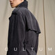 CULTUM Pure Cotton Corduroy CULTUM Autumn and Winter Retro IVY Trench Rider Windbreaker Men's Medium Long Warm Jacket Shadow Gray Regular XL