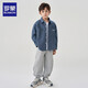 Romon Boys Striped Shirt New Fashionable Children's Autumn and Winter Jacket Trendy Handsome Spring and Autumn Thick Shirt Blue 140