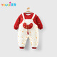 Youqi baby clothes for men and women, autumn and winter thickened warm clothes for infants and young children, red New Year's greeting clothes, fake two-piece clothes