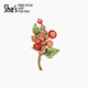 She s Qianzi artistic conception oriental style new Chinese style hawthorn fruit brooch high-end light luxury corsage brooch birthday gift for women Maple Leaf Red A0-Hawthorn String