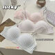 Underwear for female students, Korean version of girl's bra without rims, small breasts gathering, anti-sagging, secondary breasts, sexy pure desire tube top, light blue + pink XL 38/85