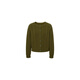 Eveli (eifini) Jiang Xin endorses Eveli round neck twist solid color thick wool knitted cardigan 25 winter new retro versatile dark green S