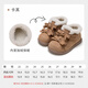 Fuluomi girls toddler shoes winter retro soft-soled boots for infants and young children plus velvet and thickened baby warm cotton shoes khaki 27