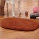 Yusenyi Foot Mats Door Mats Plush Home Floor Mats Home Bathroom Water-Absorbent Kitchen Bathroom Bedroom Carpet Anti-Slip Beige Oval 50x80cm Sheep Velvet