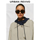 UR new autumn women's amber streamer style contrast drawstring hooded windbreaker UWU150024 light khaki (loose) XS