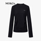 MO&Co. Qin Lan's same style long-sleeved T-shirt 2025 winter new far-infrared heating double-sided brushed MBE4TEET03 dark floral gray M /165