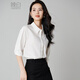 Late White New Product 2025 Autumn Style Lapel Cotton Shirt Casual Commuting Workplace Mid-Sleeve Shirt Women White S