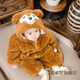 Tianchengzhi Autumn and Winter 1-3 year old baby clothes jumpsuit plus velvet thick animal shape romper suit newborn baby clothes children's pajamas light brown bear thickened quilted upgraded version 100cm