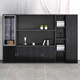 Ogisha office storage cabinet file cabinet wardrobe wooden information cabinet with lock black storage background high cabinet bookcase against the wall six doors (installation included)