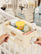 Crib storage hanging basket bedside bedside baby changing table side diaper storage bag hanging bag cream color - three-in-one hanging basket tissue/wet wipes/storage
