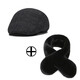 Winter men's velvet warm ear protection peaked cap middle-aged and elderly father grandfather old man beret forward hat black + scarf one size
