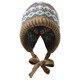 Fair Isle style knitted hat for women winter retro balaclava bag hat warm ear protection woolen hat trendy jacquard khaki