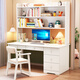 Huixun solid wood desk bookcase bookshelf combination computer desk bedroom home student writing desk multi-functional children's study table walnut color #desk + bookshelf 100cm*60cm*75cm total height 185cm