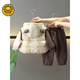 G.duck Little Yellow Duck Boys Winter Clothes Plush Three-piece Set 2025 New Beige 120 cm